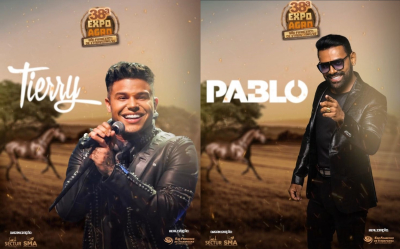 ExpoAgro: Tierry, neste sábado (16) e Pablo, no domingo (17), são as grandes atrações