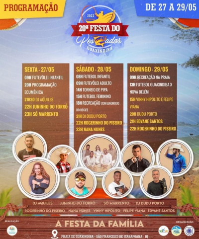 Festa dos Pescadores começa nesta sexta (27), em Guaxindiba