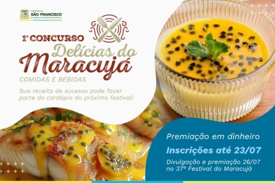 Inscrições para 1º Concurso “Delícias do Maracujá” terminam nesta quarta (23)